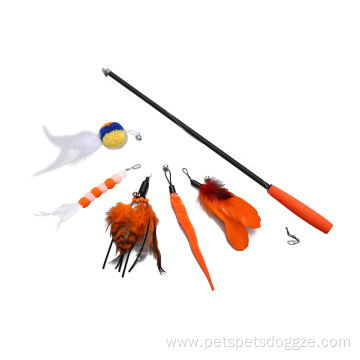 Four-section telescopic feather replacement cat teaser set